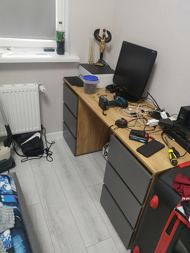 Письменный стол Элла ПС 02 серый графит 0162 / дуб крафт золото фото покупателя 5