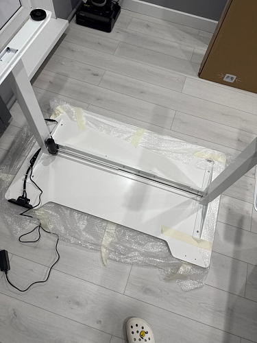 Компьютерный стол Маркос с механизмом подъема 140х80х75 белый / вотан дуб фото покупателя 45