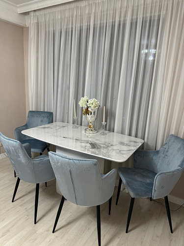 Стул на металлокаркасе Benza dark blue / black / gold фото покупателя 4