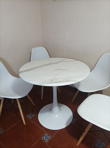 Стол Тулип 90х73 дуб вотан / белый  - Уцененный экземпляр фото покупателя 77