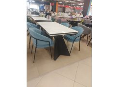 Керамический стол Ливи 140(200)х80х78 белый мрамор / черный из шоурума 1