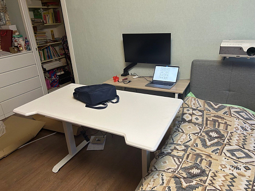 Компьютерный стол Маркос с механизмом подъема 140х80х75 орех кантри / белый фото покупателя 35