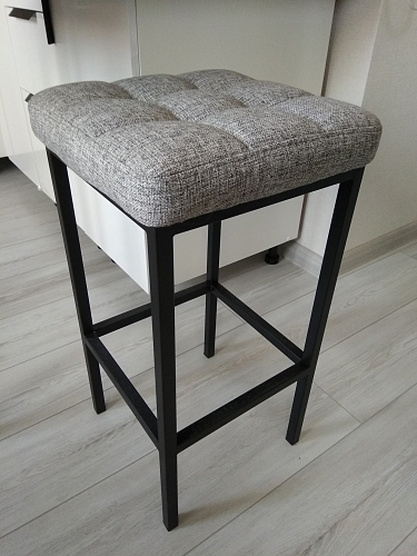 Барный стул Лофт кожзам темно-серый / черный матовый фото покупателя 101