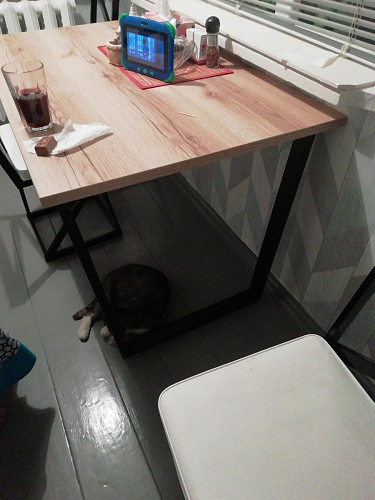 Стеклянный стол Фостер 120(160)х120х76 белый мрамор / черный фото покупателя 17