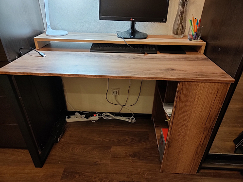 Письменный стол Битти Лофт 116х60х75 дуб делано светлый / белый матовый фото покупателя 36