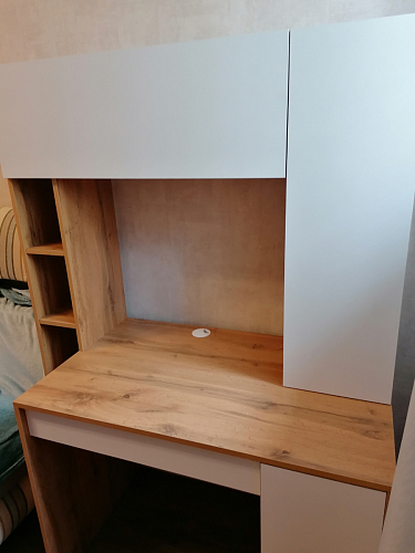 Письменный стол Комфорт 12.71 дуб золотой craft / белая аляска  - Уцененный экземпляр фото покупателя 34