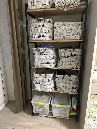 Стеллаж Бервин 4 серый / каркас черный фото покупателя 2