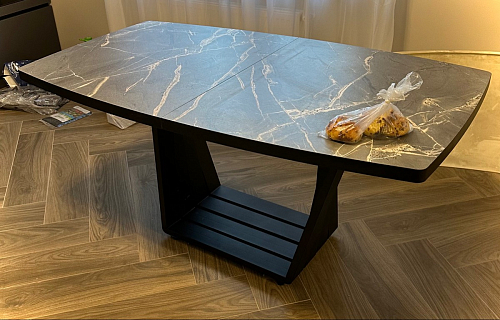 Стол на тумбе Эудес дуб галифакс табак / черный фото покупателя 2