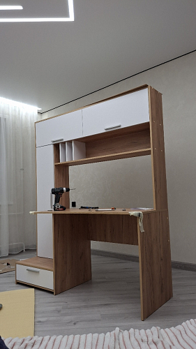 Письменный стол Лайт 03.243 дуб золотой (craft) / белый премиум фото покупателя 217