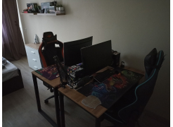 Письменный стол Битти Лофт 116х60х75 дуб делано темный / черный матовый фото покупателя 22