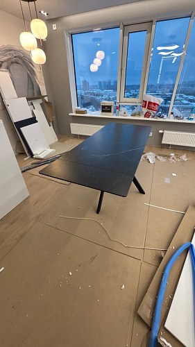 Керамический стол Вилли 140(200)х80х75 черный мрамор shakespeare black / черный фото покупателя 3