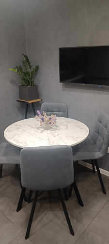 Стул на металлокаркасе Чилли синяя ткань / белый фото покупателя 450