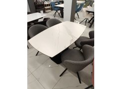 Стеклянный стол Вейл 140(180)х80 кристл статуарио / черный из шоурума 5