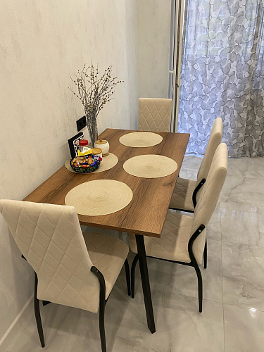 Стол Тринити Лофт 120 32 мм дуб галифакс табако / черный матовый фото покупателя 95