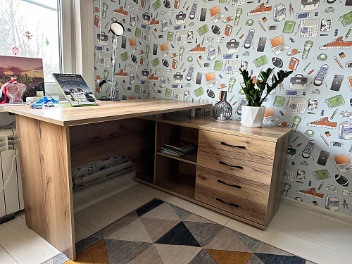 Компьютерный стол КСТ-109П правый дуб сонома / белый фото покупателя 51