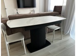 Стеклянный стол Фестер 140(180)х80 кристл статуарио / черный фото покупателя 2