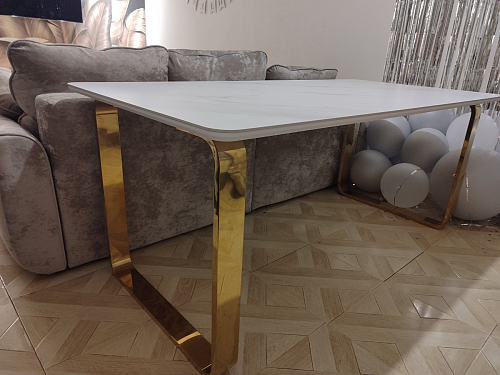 Керамический стол Селена 1 140х80 черный мрамор / золото фото покупателя 14