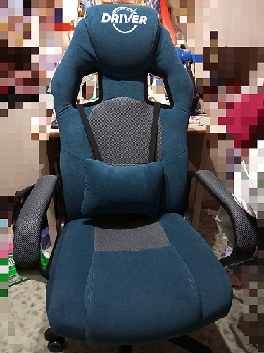 Компьютерное кресло Driver/Драйвер кожзам черный / ткань синий фото покупателя 103