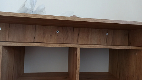 Письменный стол Эго Ст-2 на ножках дуб крафт золотой / камень темный фото покупателя 6