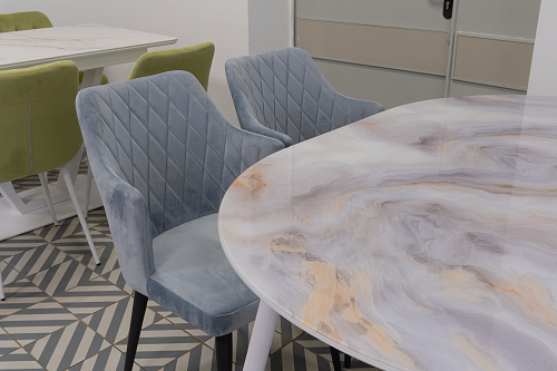 Стеклянный стол Кловис кианит / белый из шоурума 2