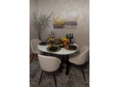 Стул на металлокаркасе Gabi 1 бежевый / черный с серебряными наконечниками фото покупателя 626