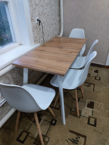 Стол Тринити Лофт 120 32 мм дуб галифакс табако / черный матовый фото покупателя 140