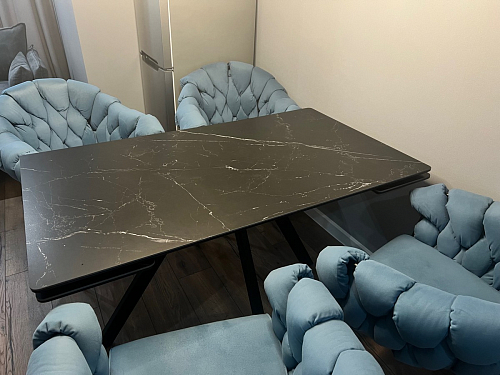 Керамический стол Вилли 140(200)х80 серый мрамор larka grey / черный фото покупателя 1