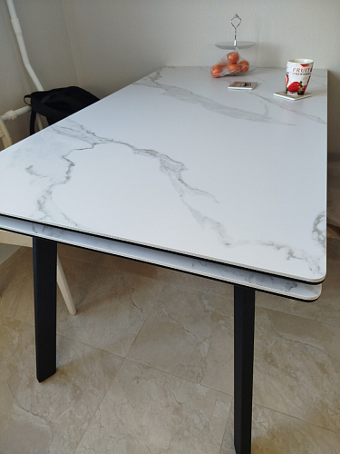 Керамический стол Норман 140 (200) х 80 белый мрамор alpin white / snow white / белый фото покупателя 1