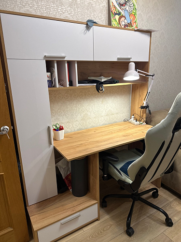 Письменный стол Лайт 03.243 дуб золотой (craft) / белый премиум фото покупателя 145