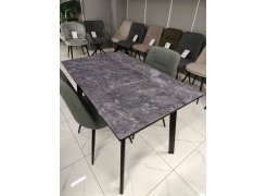 Стеклянный стол Агни 110 королевский мрамор / черный матовый из шоурума 2