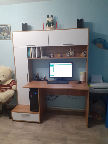 Письменный стол Лайт 03.243 дуб золотой (craft) / белый премиум фото покупателя 298