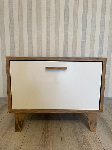 Прикроватная тумба Эго Т-5 на ножках дуб крафт золотой / белый глянец фото покупателя 3