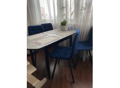 Стул на металлокаркасе Чилли синяя ткань / белый фото покупателя 123