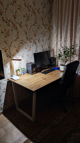 Стол Лота Лофт 140 25 мм черный матовый / дуб вотан фото покупателя 849