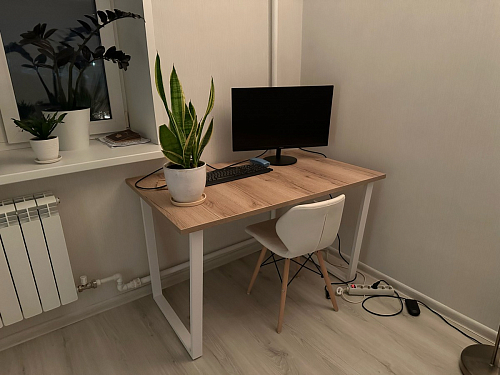 Деревянный стол Барон О 160 х 90 белая пленка шагрень / черный фото покупателя 11