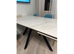 Керамический стол Вилли 140 (200) х 80 белый мрамор alpin white / snow white / белый фото покупателя 31