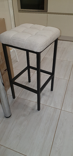 Барный стул Лофт кожзам темно-серый / черный матовый фото покупателя 83