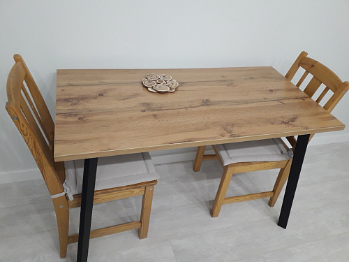 Стол Тринити Лофт 120 32 мм дуб галифакс табако / черный матовый фото покупателя 122