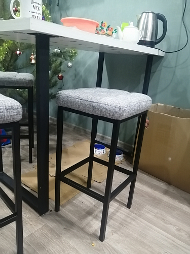 Барный стул Лофт ткань канди грей / черный матовый фото покупателя 126