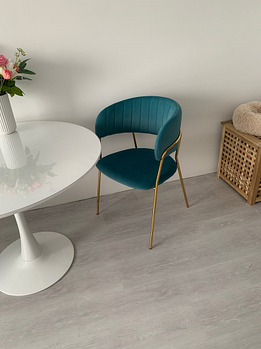 Стул на металлокаркасе Kamelia зеленый / золото фото покупателя 4