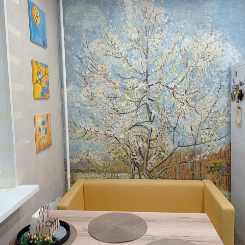 Стеклянный стол Фостер 120(160)х120х76 белый мрамор / черный фото покупателя 17