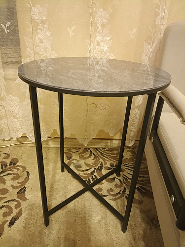 Журнальный столик Волопас серо-зеленый мрамор / черный фото покупателя 1