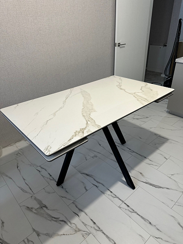 Керамический стол Вилли 140(200)х80 белый мрамор snow white / черный фото покупателя 13