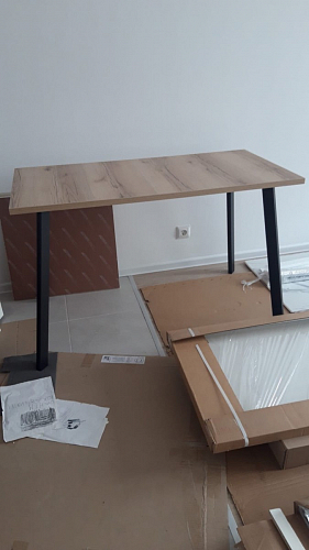 Стол Тринити Лофт 120 32 мм дуб галифакс табако / черный матовый фото покупателя 113