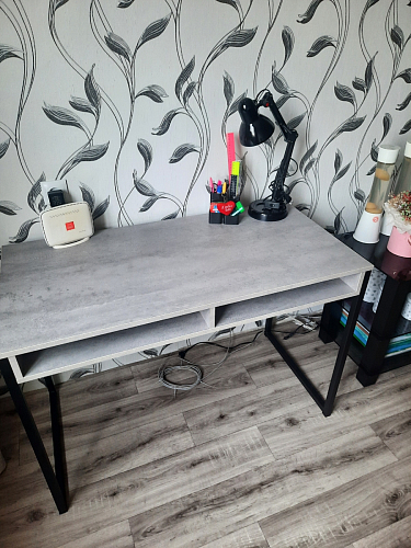 Письменный стол Леон Лофт черный матовый / дуб вотан фото покупателя 126