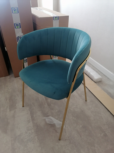 Стул на металлокаркасе Kamelia green / gold фото покупателя 10