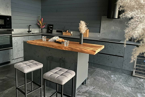 Барный стул Лофт кожзам темно-серый / черный матовый фото покупателя 29