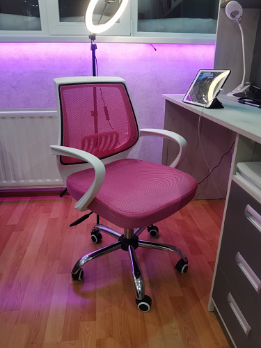 Компьютерное кресло Ergoplus белое / розовое фото покупателя 3