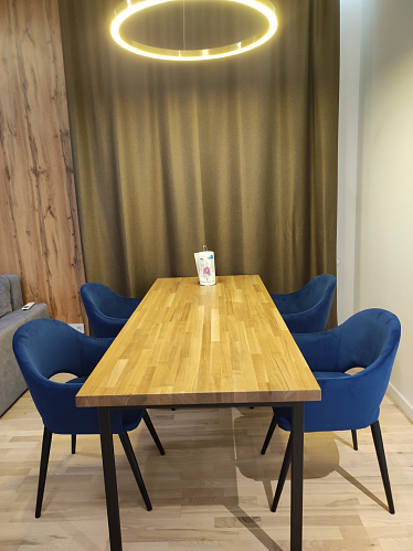 Стул на металлокаркасе Апри микровелюр темно-синий / черный глянец фото покупателя 1