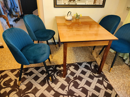 Стул на металлокаркасе Gabi 1 light blue / black / gold фото покупателя 831